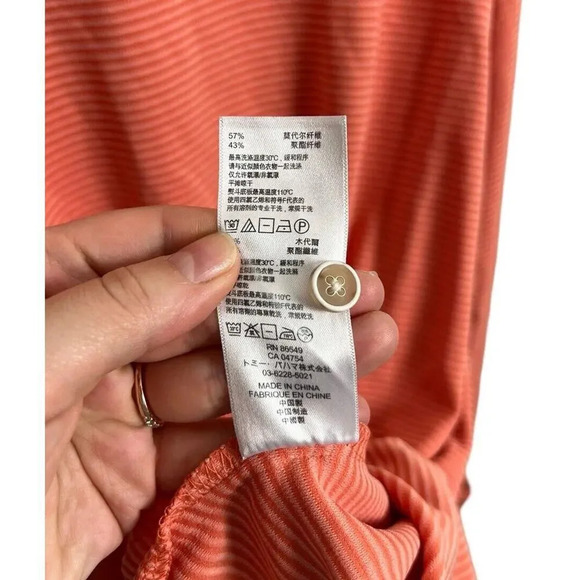 Tommy Bahama Striped Orange Long Sleeve Polo Modal Blend Size XXL Men’s - Picture 9 of 9
